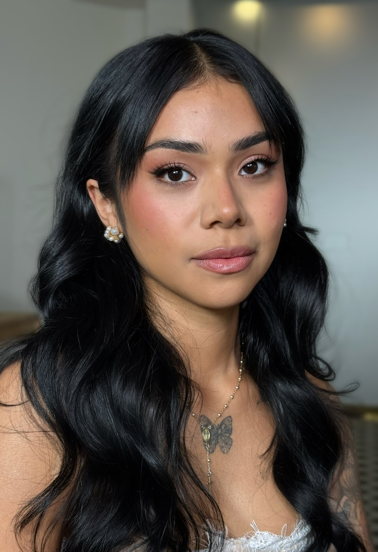 Soft bridal makeup with dewy skin and waves — Marikate Makeup Melbourne