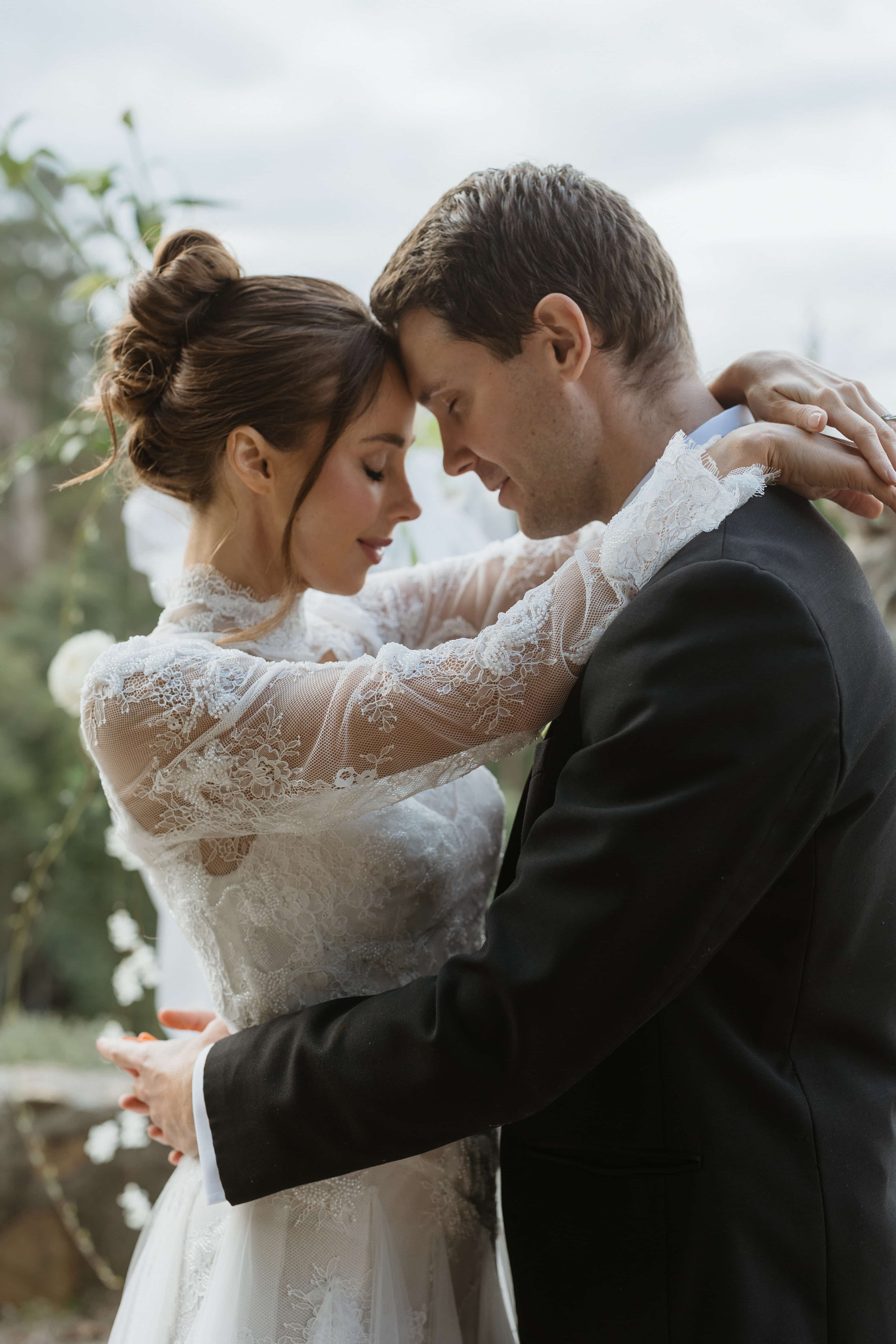 Couple embracing outdoors — Marikate Makeup Melbourne