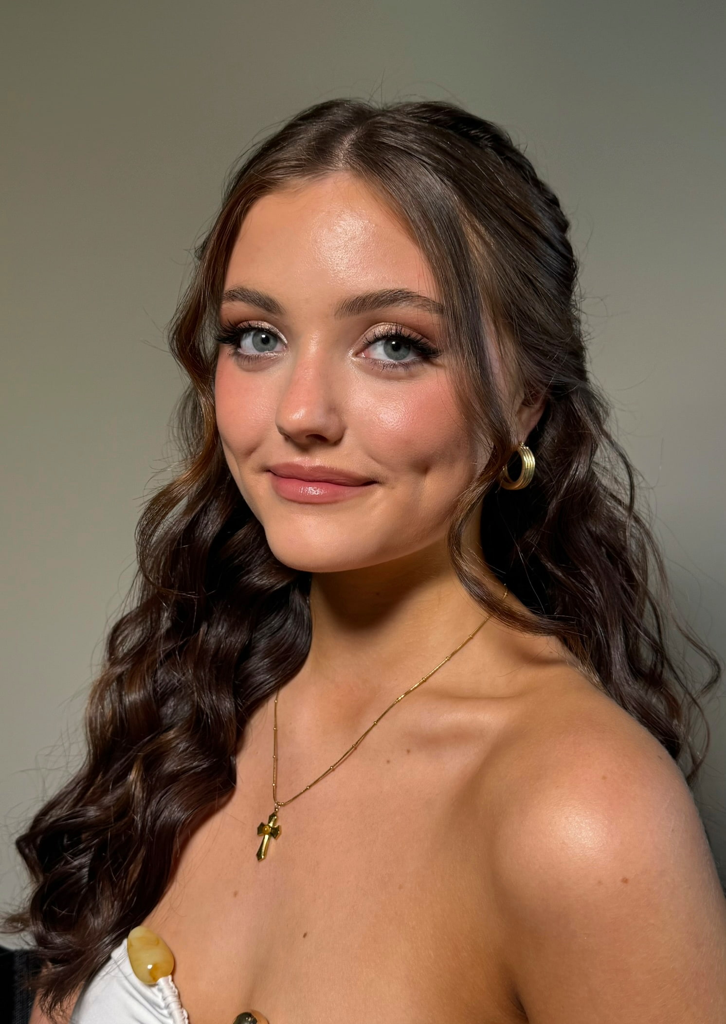 Soft glam with braided detail and Hollywood waves — Marikate Makeup Melbourne